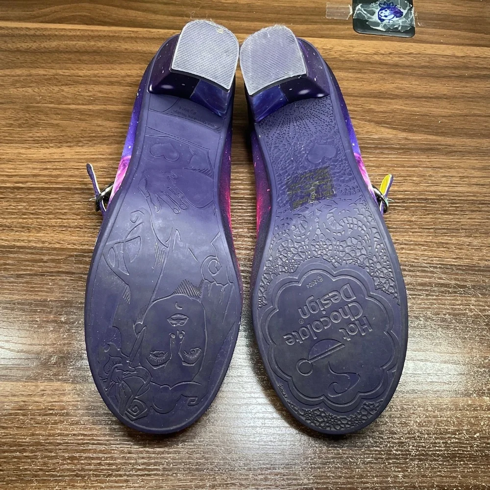 Hot chocolate design Nebula mid heel Mary Jane shoes size 11/41 purple galaxy - Picture 9 of 11